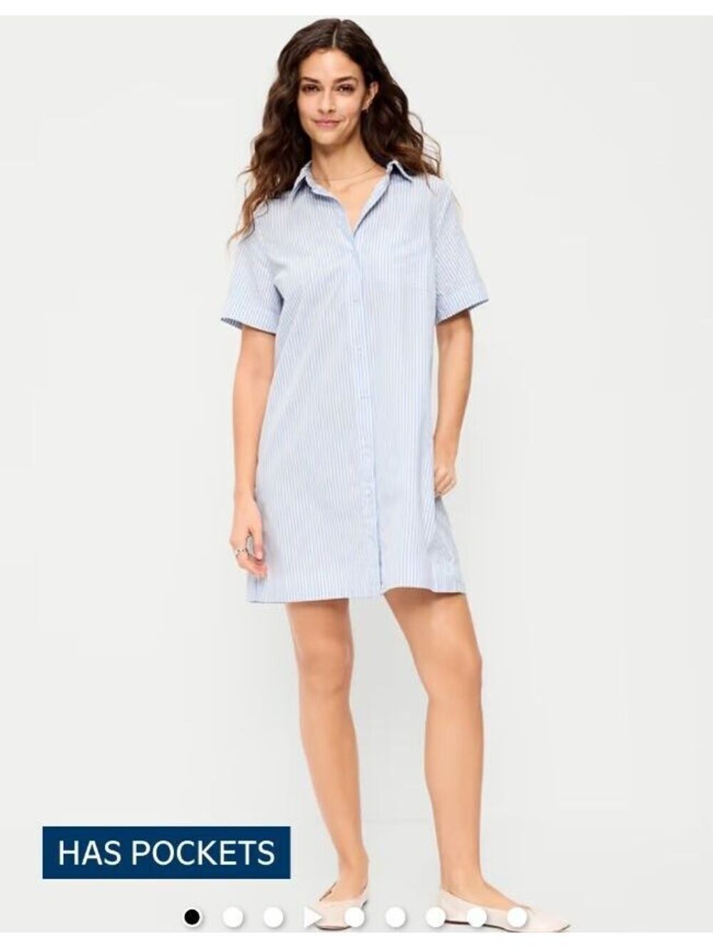 Old Navy Button-Down Mini Shirt Dress White & Blue Stripe NWO MT TALLT